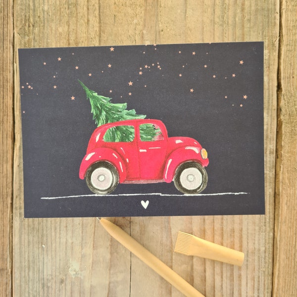 Postkarte Auto aus der Kollektion "Weihnachten"