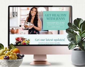 Health Coach Canva Website Template, Coaching Landing Page, Wellness Exercise & Nutrition Guidance, Wellbeing, Green Teal Clean Style
