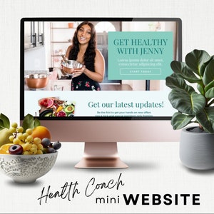 Health Coach Canva Website Template, Coaching Landing Page, Wellness Exercise & Nutrition Guidance, Wellbeing, Green Teal Clean Style