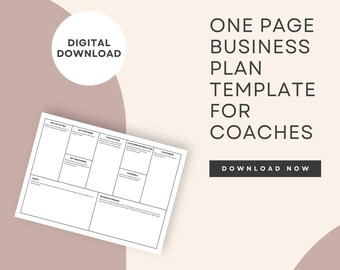 One Page Business Plan Template Canva for Coaches, Canva Template and Editable Whiteboard, PDF in US Letter & A4, One Page Business Canvas