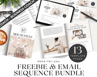 Business Coaching Templates for Lead Magnet and Email Sequence, Start your Side Hustle Freebie Minimal Landing Thank You Page, Edit in Canva