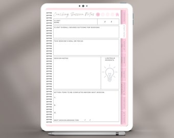 Coaching Session Notes DIGITAL Planner for Goodnotes or Notability on your iPad, Pink, 75 Pages | CDS0081
