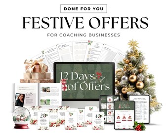 Pacote de ímãs de leads promocionais para coaches de vida, brindes festivos e modelos de sequência de e-mail, sequência de vendas de 12 dias de Natal