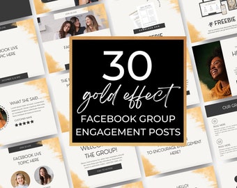 Facebook Gruppen Engagement Posts, Engagement Posts für die Mitgliedsschaft, Sofort Download, Neutral und Gold, Canva Templates, DIGITALES Produkt | FB01
