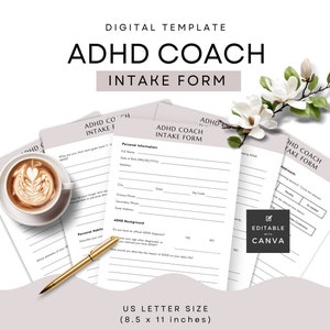 ADHD Coach Intake Form, Canva Template, Client Onboarding, Neurodivergent Coach Business Tools, Customer Questionnaire Printable Editable