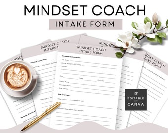 Mindset Coach Intake Form, Canva Template, Client Onboarding, Transformation Coach Business Tools, Customer Questionnaire Printable Editable