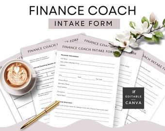 Finance Coach Intake Form Canva Template, Financial Client Onboarding, Debt Coaching Business Tools, US Letter Printable & Editable
