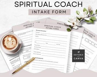 Spiritual Coach Intake Form Canva Template, Client Onboarding, Customer Info, Coaching Business Tools, US Letter, Printable