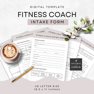 Fitness Coach Intake Form Canva Template, Personal Trainer Client Onboarding, Customer Info, Coaching Business Tools, US Letter, Printable