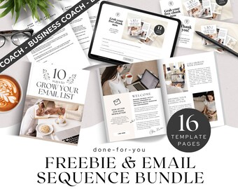Lead Magnet and Email Sequence for Business Coach, How to Grow your Email List Freebie, Landing Thank You Page, Editable Canva Templates