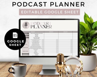 Podcast Planner Google Sheets Guest Tracker Editable Spreadsheet Listener Metrics Podcast Platform Business Productivity Content Planner