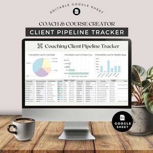 Coaching Client Pipeline Google Sheet, Lead Conversion, Revenue Infographics, Customer List Lead Tracker & Planner, Editable Spreadsheet