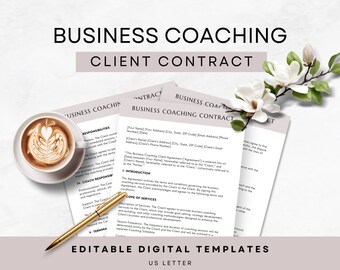 Business Coaching Client Contract, New Coachee Agreement Digital Canva Template, US Letter, Editable Printable, Done for You Business Tools
