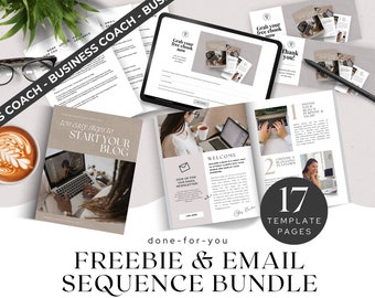 Modèle gratuit de coaching d'affaires, aimant pour prospects et séquence d'e-mails, cadeau fait pour vous pour démarrer votre blog, page de destination, modèles Canva