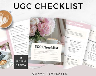 UGC Checklist Canva Template User Generated Content Influencer Planner and Organisation Editable Content Creator Marketing Strategy