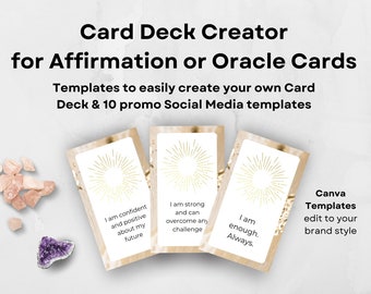 Card Deck Creator, Canva Template Card Deck, Editable Card Deck blanks with Printing Template, Matching Promotional Social Media Posts