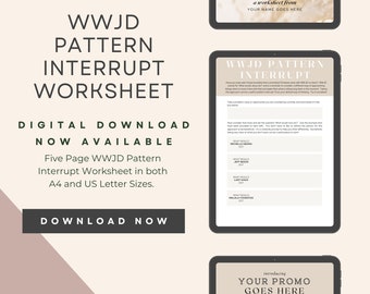 Planilha de Coaching WWJD Padrão de Interrupção, Modelo Canva, Prompt de Criatividade, Brinde, Apostila, Download Digital Carta EUA e A4 | DFY