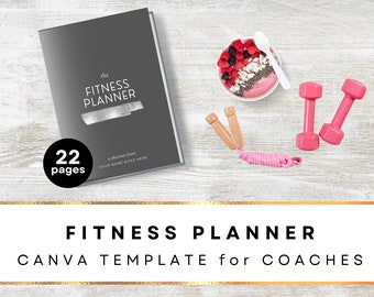 Fitness Planner Journal Printable, Health Coach Template, Workout Journal, Freebie, Lead Magnet, Worksheet, Canva Template DIGITAL US Letter