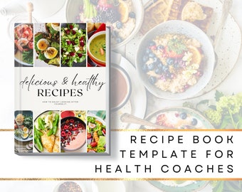 Recipe Book Template Canva for Health Coaches, Cookbook to use as Freebie, Lead Magnet, ebook, Minimal DIGITAL Download US Letter & A4  NU11
