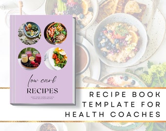 Purple Recipe Book Template Canva for Health Coaches, Cookbook to use as Freebie, Lead Magnet, ebook, DIGITAL Download US Letter & A4  PU12