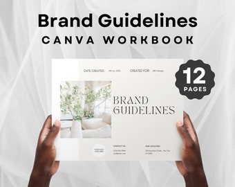 Pautas de marca de Canva, branding empresarial, guía de estilo y estrategia, apariencia uniforme, folleto horizontal, plantilla de diseño neutral