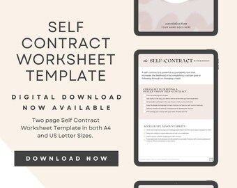 Self Contract Worksheet Template, Freebie, Lead Magnet, Canva Template DIGITAL Download US Letter & A4 | BB07 DFY