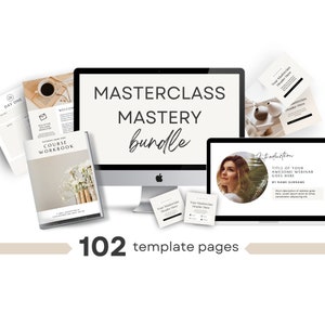 Masterclass Bundle CANVA TEMPLATE, Course Webinar Presentation & Marketing Templates, Masterclass Template Bundle, Neutral | NU11