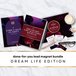 Dream Life Find your Purpose, Coaching Worksheet & Cards, Workbook, Freebie, Journal, Canva Template DIGITAL Download | DFY