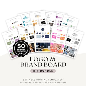 Personal Brand and Logo Canva, Brand and Mood Boards for Coaches & Course Creators, Brand Colors with HEX Codes Font Pairings, Edit in Canva