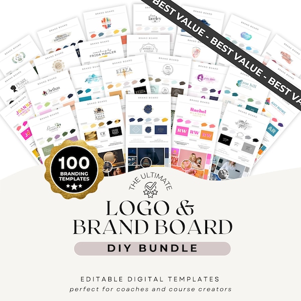 Personal Branding Kit with Logo Design, Mood Board, Color Palette with Hex Codes, Font pairings, for Coaches & Course Creators, DIY in Canva