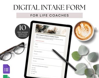 Life Coach Digital Intake form Google Form Coaching Client Onboarding Coachee Client Questions New Customer Intake Admin Welcome Packet