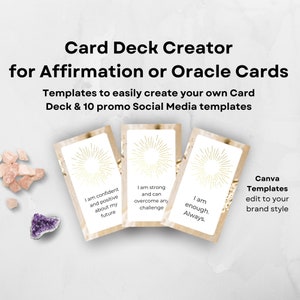 Card Deck Creator, Canva Template Card Deck, Editable Card Deck blanks with Printing Template, Matching Promotional Social Media Posts