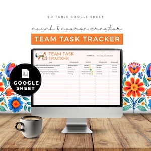 Google Sheet Team Task Tracker Template, Productivity Tool, Priorities Manager, To Do List Delegation, VA team planning, Fox Folk Design