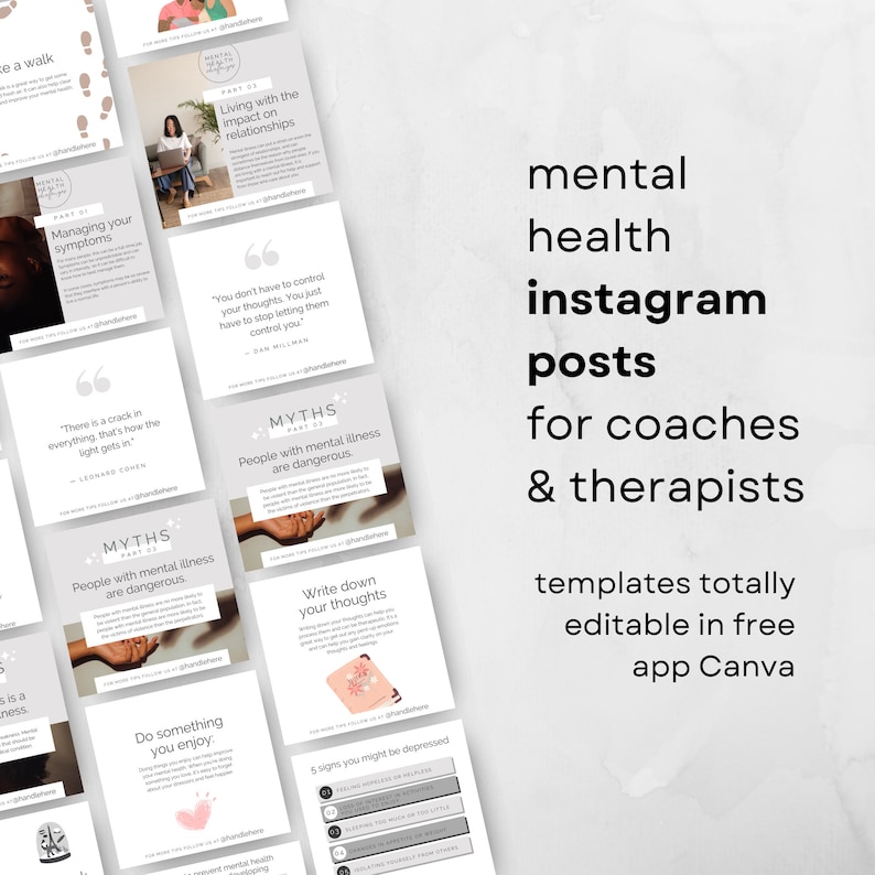 Canva Template Mental Health Quotes and Tips, for Coaches and ...