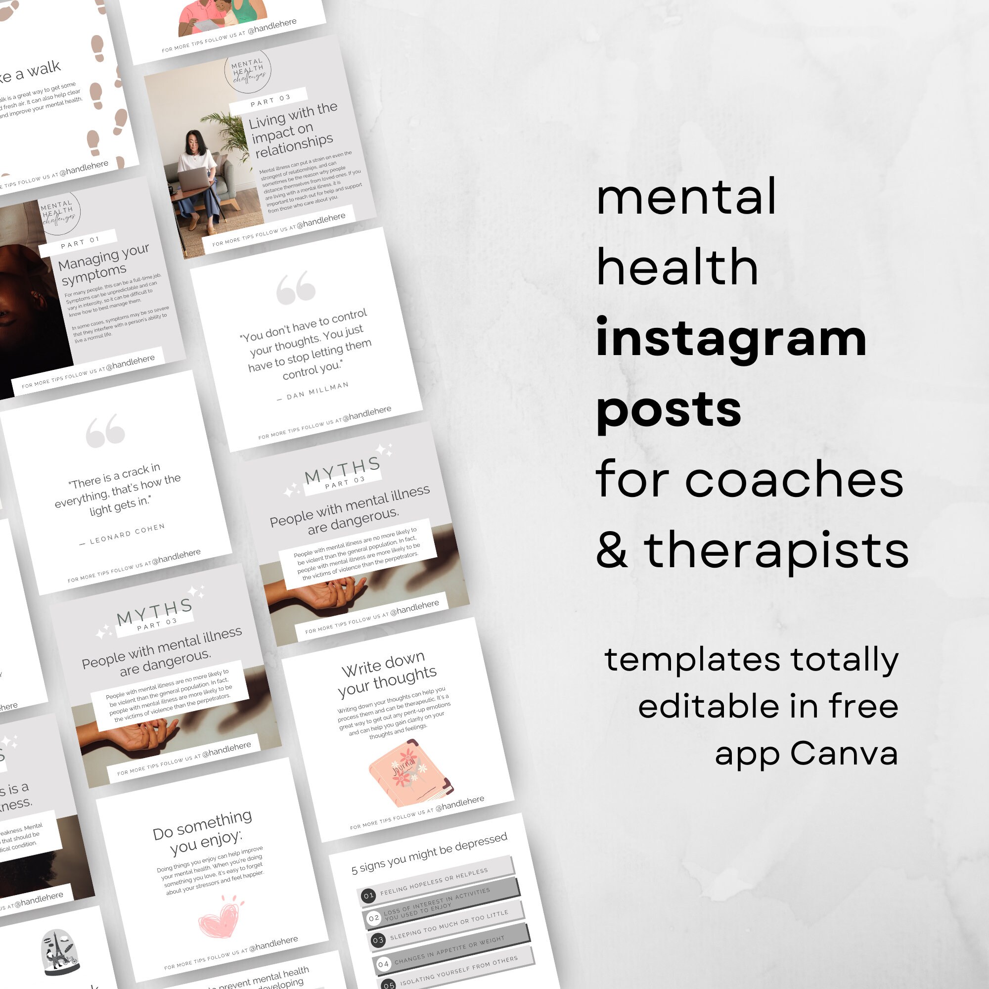 Canva Template Mental Health Quotes and Tips, for Coaches and ...