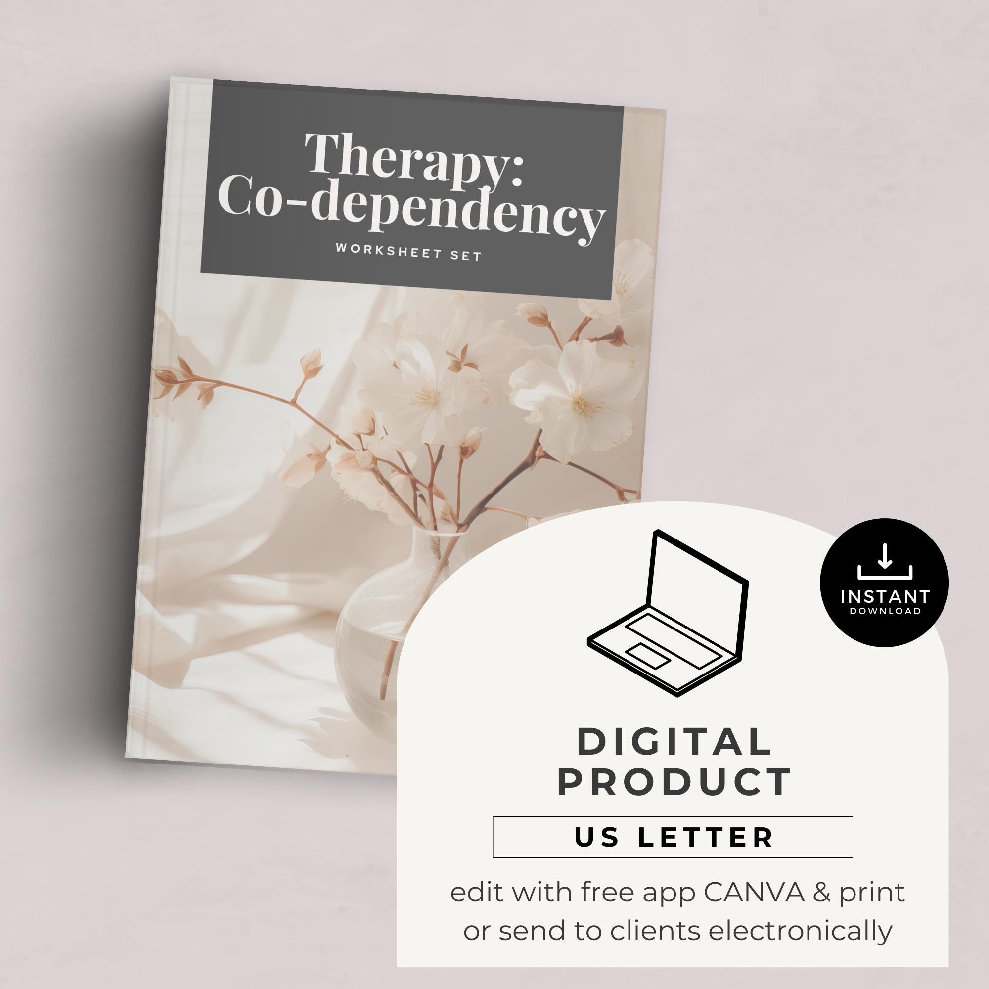 Codependency Worksheets Printable Workbook Canva Template for ...