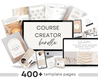 Course Creator Template Bundle, CANVA Templates, Course Toolkit, Sales Page, Coaching Workbook /Worksheets, Freebie, Instant Download | NU11