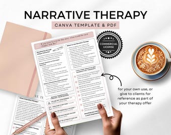 Narrative Therapy Cheat Sheet Canva Template Client Handout Cheatsheet Storytelling tools Story Counsellor Editable Commercial License