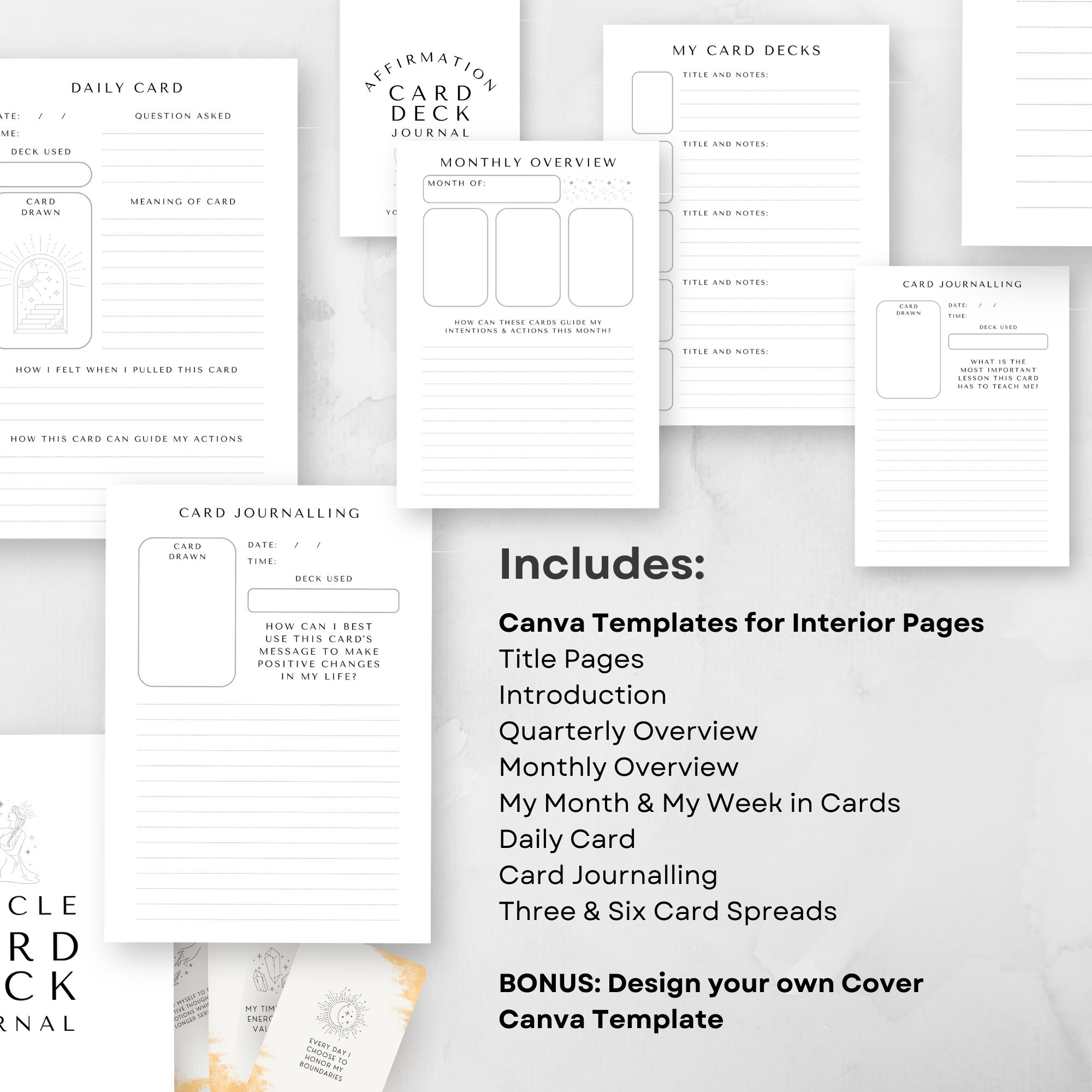 KDP Affirmation Card Deck Journal Canva Template Interior and Cover ...