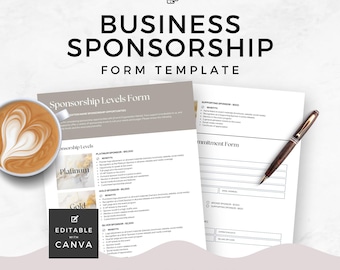 Business Sponsor Promo Opportunity Event Sponsorship Package Outline Canva Template Offer Outline and Form Online Event Editable