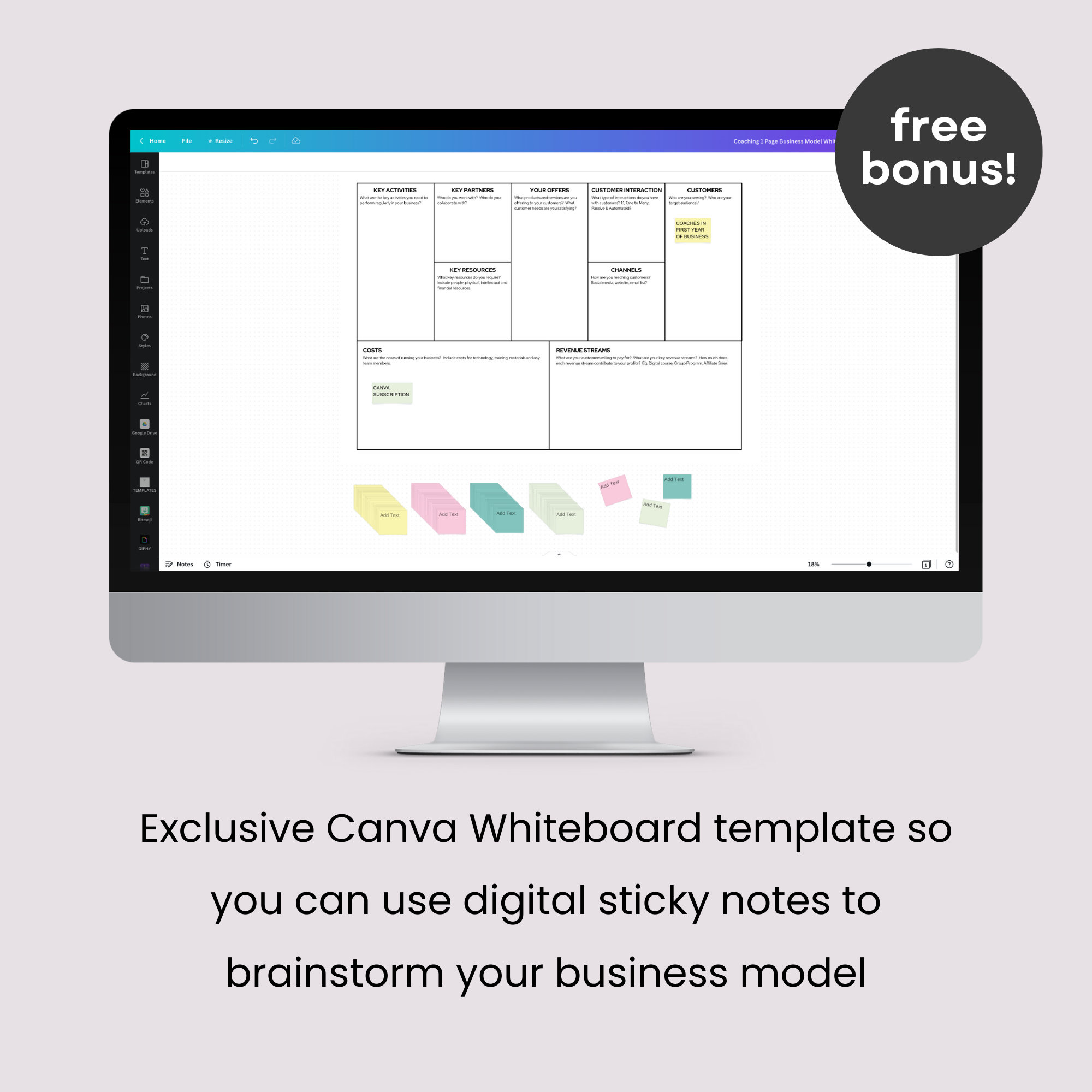 One Page Business Plan Canvas Template Canva Business Plan Template Small Business Plan Template ...