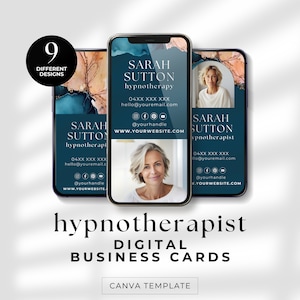 Digital Business Card Canva Template for Hypnotherapists Textable Send via Messaging Apps Hypnotherapy Branding & Marketing Instant Download
