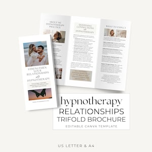 Hypnotherapy Trifold Pamphlet Relationships, Hypnotherapist Promo Leaflet  Better Marriage Marketing Brochure Design Printable A4 US Letter