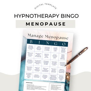 Menopause Hypnotherapy Client Freebie Hypnosis Mid Life Women Sales Funnel Lead Magnet Bingo Card Canva Template Business Promotion