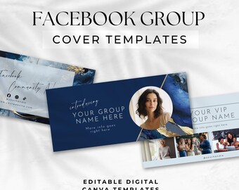 FB Banner Cover Canva Template Facebook Group Branded Social Media Profile Editable Marketing Photo Collage Aesthetic Digital Download