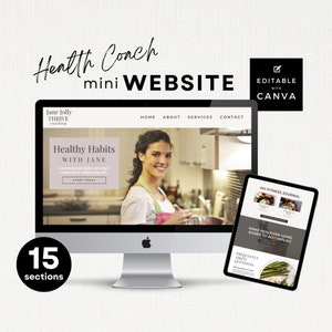 Health Coach Canva Website Template, Coaching Landing Page, Wellness Exercise & Nutrition Guidance, Wellbeing, Neutral Beige Aesthetic