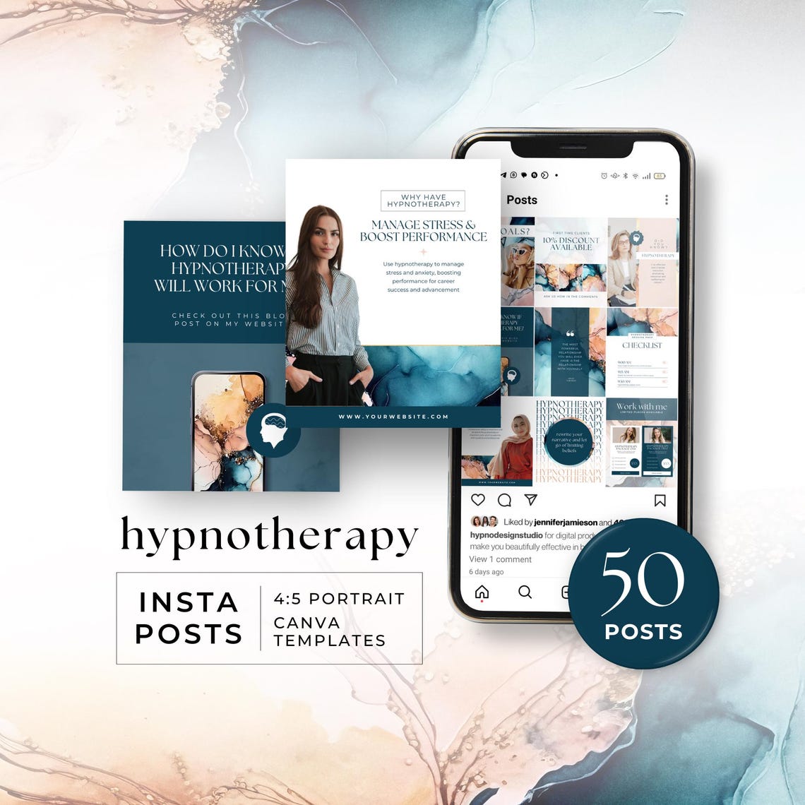 Hypnotherapy Insta Portrait Posts Canva Template 4:5 Ratio ...