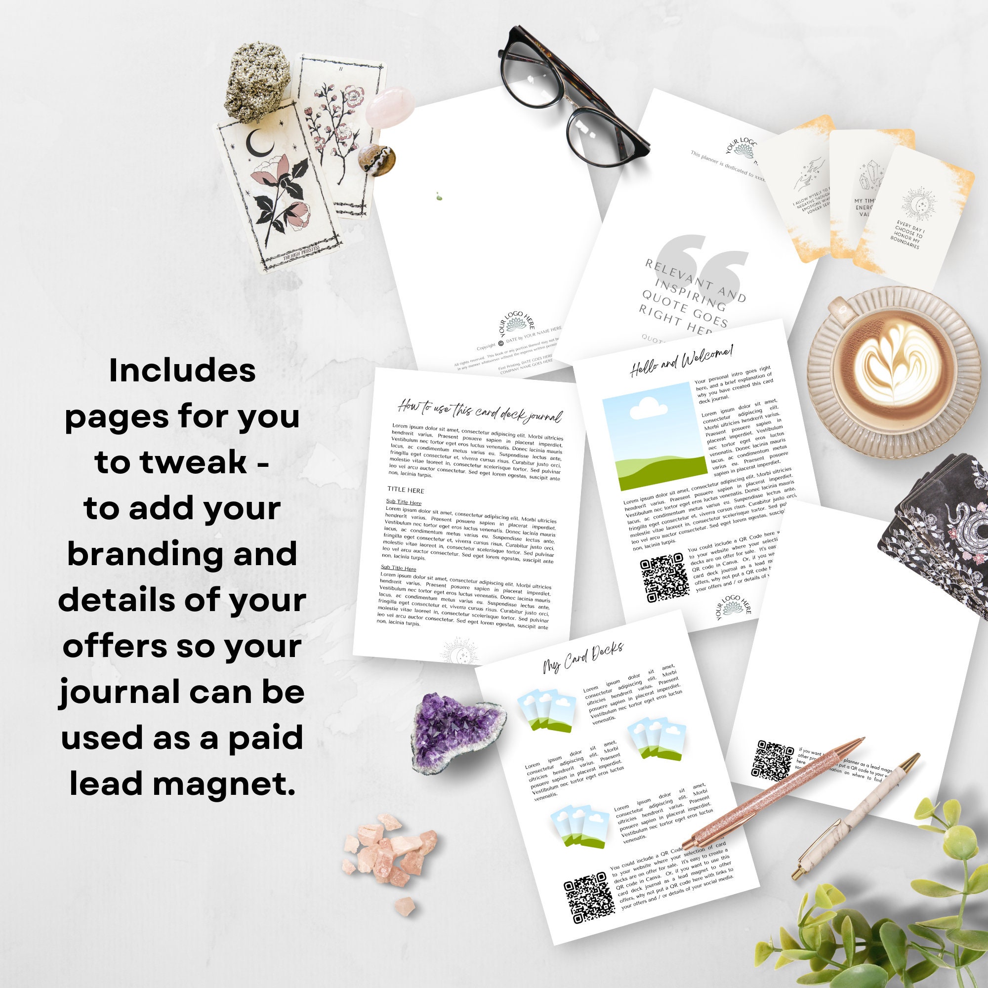 Affirmation Card Deck Journal Canva KDP Template Interior and 5 Covers ...