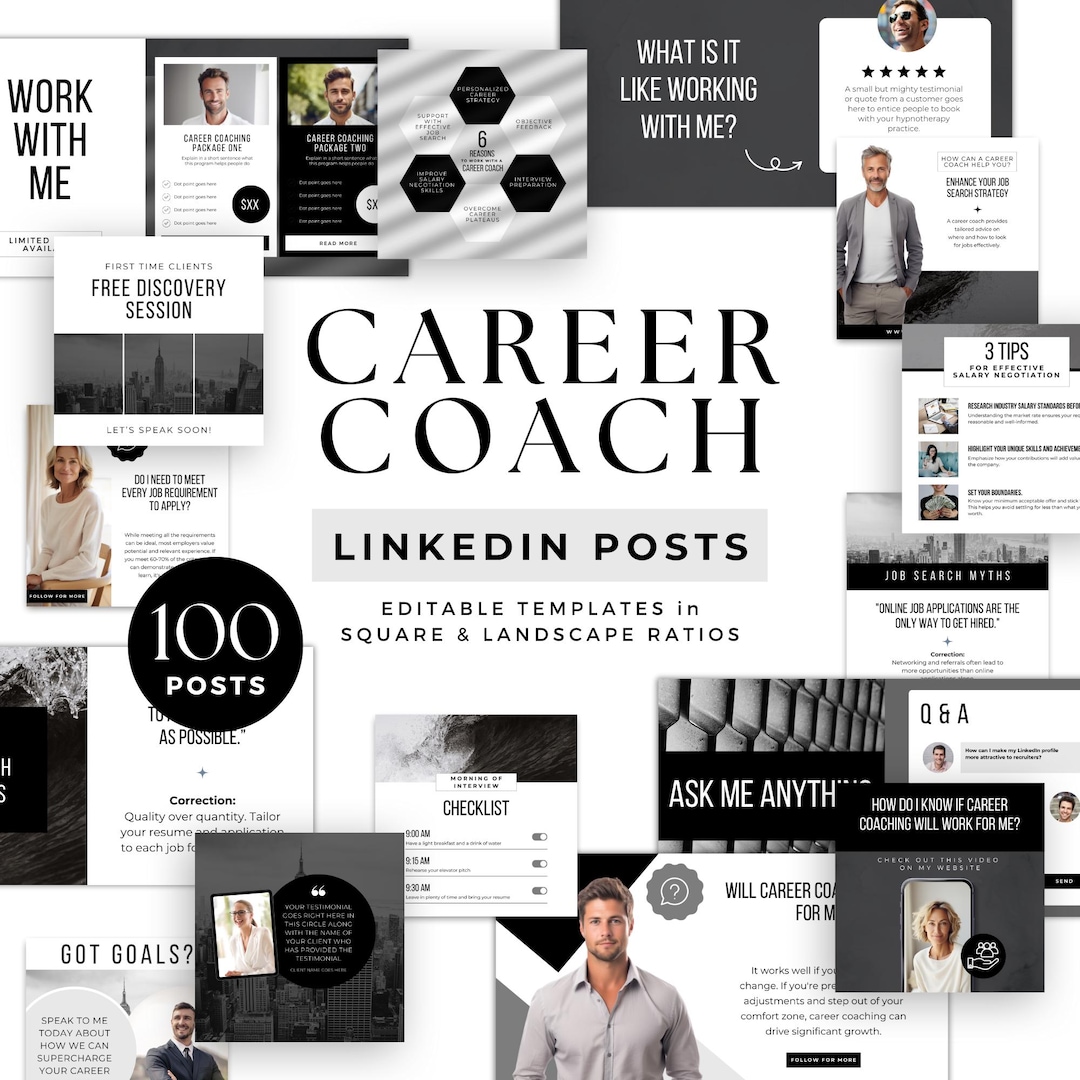 Linkedin Post Template Career Coach Personal Brand Social Media Promo ...
