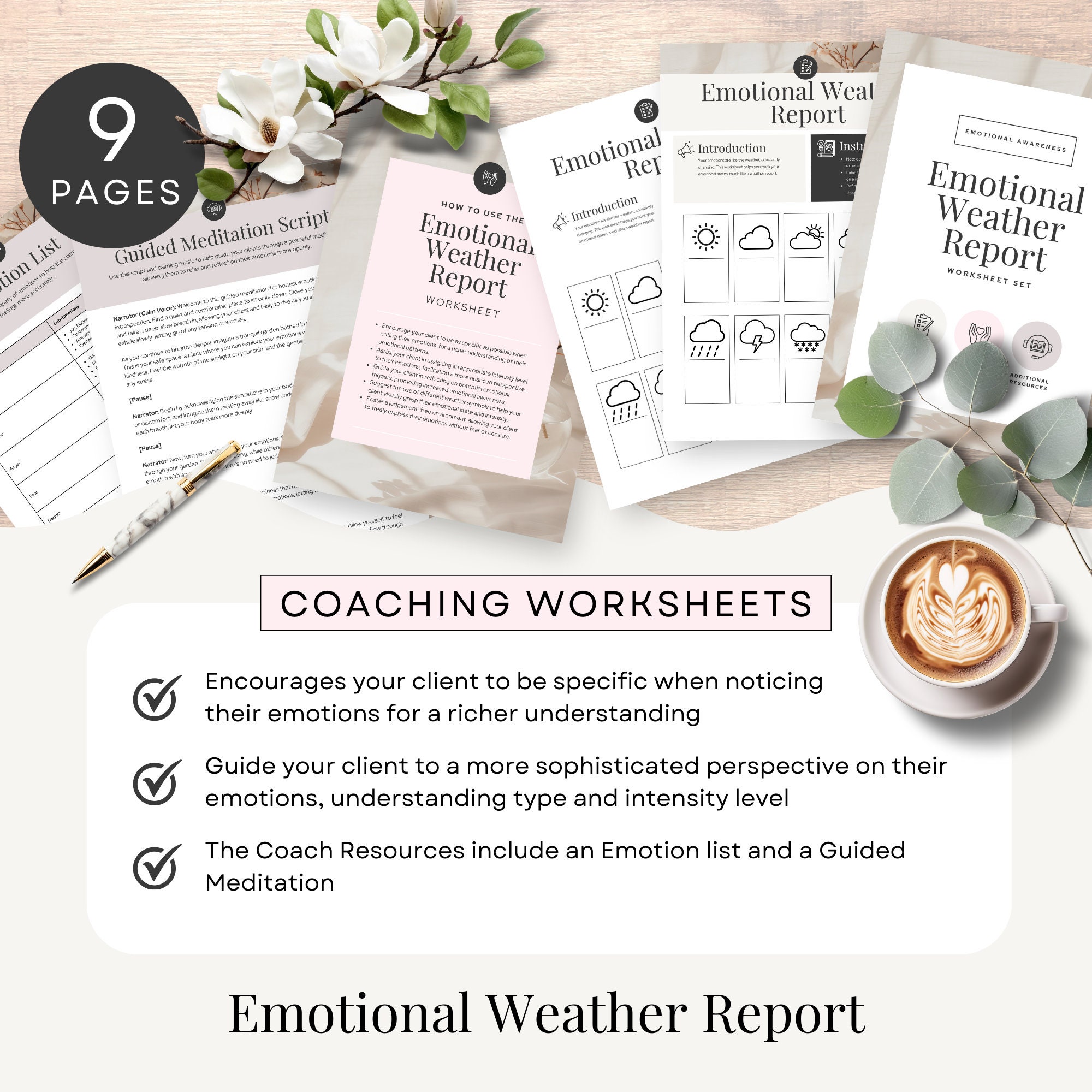 Coaching Worksheet Emotion Weather Report Canva Template, Mental Health ...